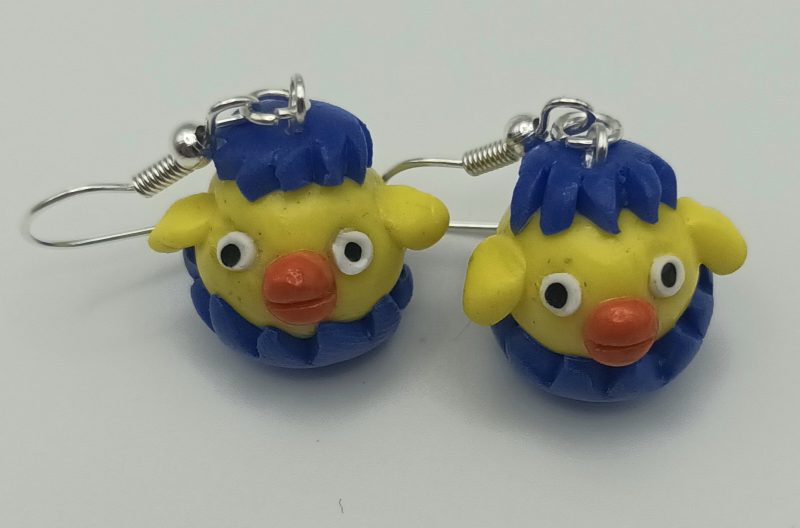 Handmade Polymer Clay Easter Chick Earrings, Lightweight and Colourful