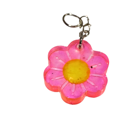 Pink Flower Hearing Aid Charm – Handmade Resin Cochlear Implant Accessory – Unique and Lightweight