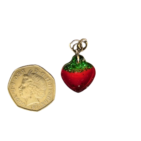 Strawberry Hearing Aid Charm – Handmade Resin Cochlear Implant Accessory – Unique and Lightweight