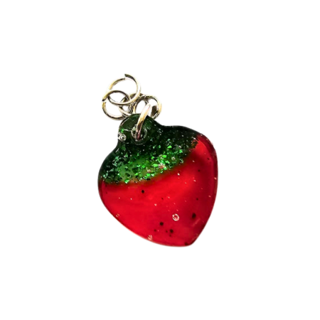 Strawberry Hearing Aid Charm – Handmade Resin Cochlear Implant Accessory – Unique and Lightweight