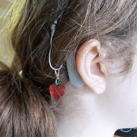Strawberry Hearing Aid Charm – Handmade Resin Cochlear Implant Accessory – Unique and Lightweight