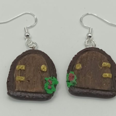 Polymer Clay Fairy Door Earrings with Silver Plated Wires