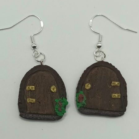 Polymer Clay Fairy Door Earrings with Silver Plated Wires