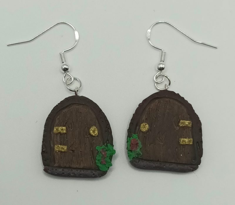 Polymer Clay Fairy Door Earrings with Silver Plated Wires