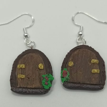 Polymer Clay Fairy Door Earrings with Silver Plated Wires