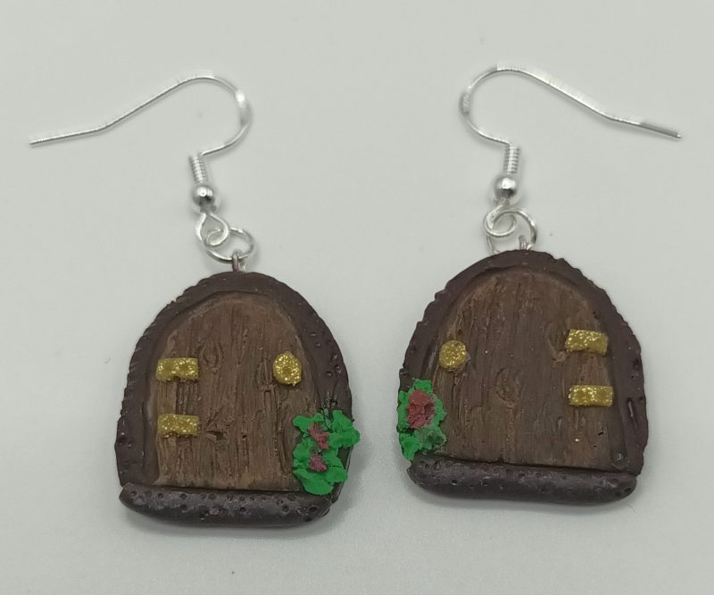 Polymer Clay Fairy Door Earrings with Silver Plated Wires