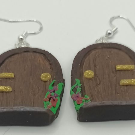 Polymer Clay Large Fairy Door Earrings with Silver Plated Wires
