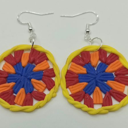 Handmade Polymer Clay Circle Earrings Inspired by Crochet, Lightweight