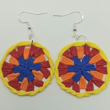 Handmade Polymer Clay Circle Earrings Inspired by Crochet, Lightweight