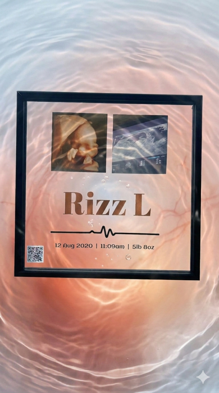 Personalized Transparent QR Soundwave Frame - Ultrasound Heartbeat Keepsake