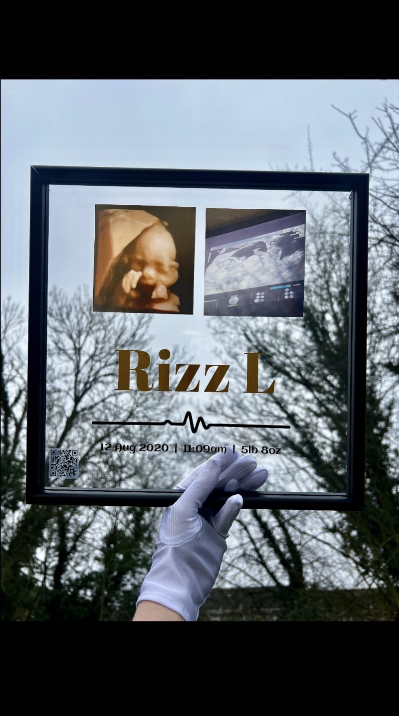 Personalized Transparent QR Soundwave Frame - Ultrasound Heartbeat Keepsake