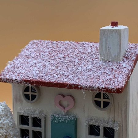 Handmade Christmas Cottage wooden ornament – Classic edition with snow-covered roof