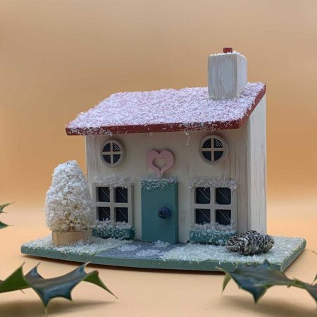 Handmade Christmas Cottage wooden ornament – Classic edition with snow-covered roof