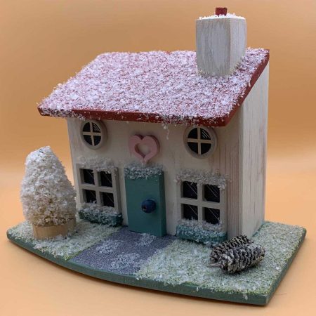 Handmade Christmas Cottage wooden ornament – Classic edition with snow-covered roof