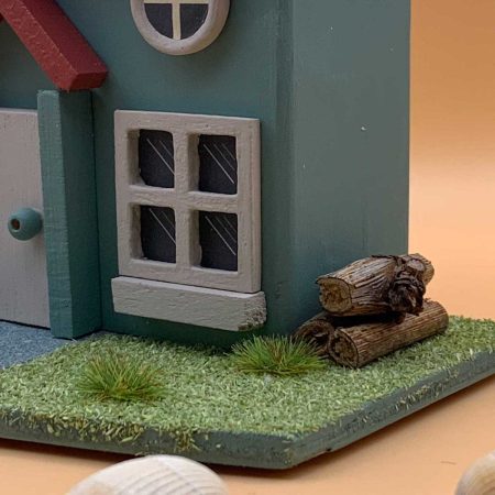 Handmade Willow Cottage teal wooden ornament