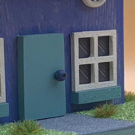 Handmade Sea Holly Cottage blue wooden ornament