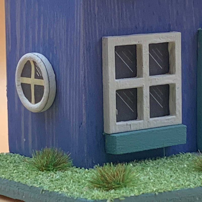 Handmade Sea Holly Cottage blue wooden ornament