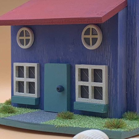 Handmade Sea Holly Cottage blue wooden ornament