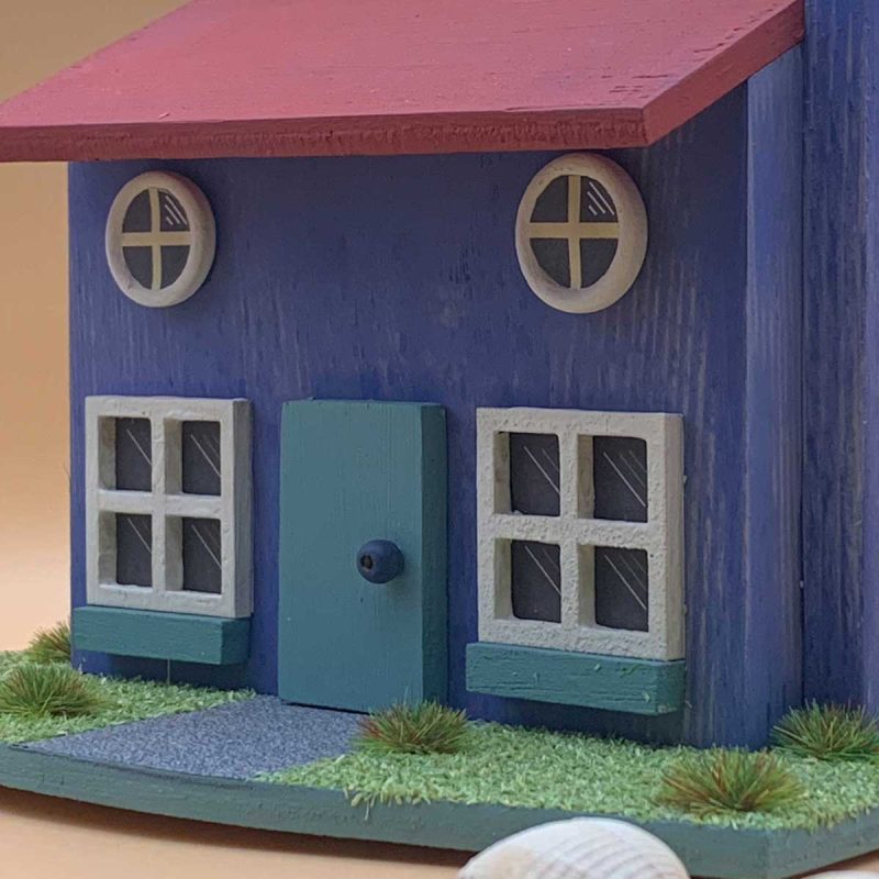 Handmade Sea Holly Cottage blue wooden ornament