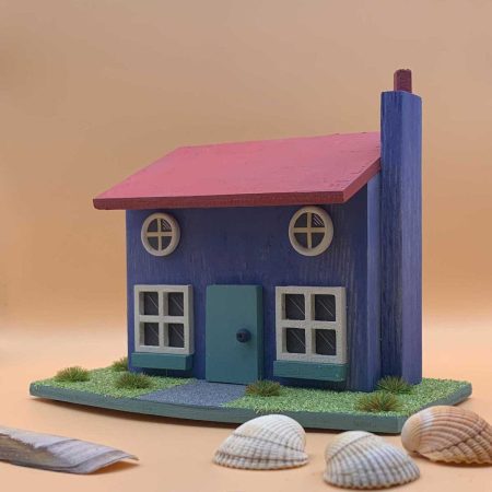 Handmade Sea Holly Cottage blue wooden ornament