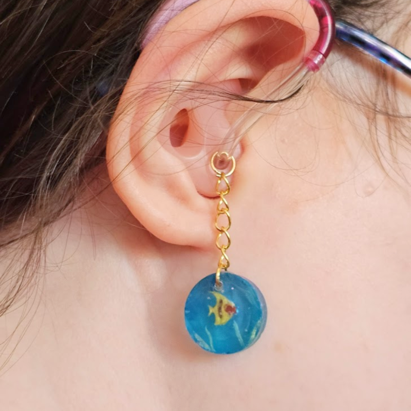 Fish Hearing Aid Charm – Handmade Resin Cochlear Implant Accessory – Unique and Lightweight