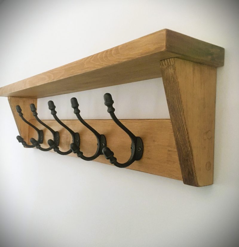 Rustic farmhouse style coat rack with shelf