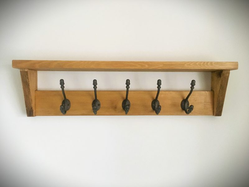 Rustic farmhouse style coat rack with shelf
