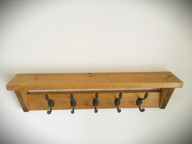 Rustic farmhouse style coat rack with shelf