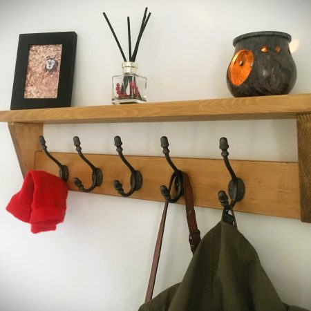 Rustic farmhouse style coat rack with shelf