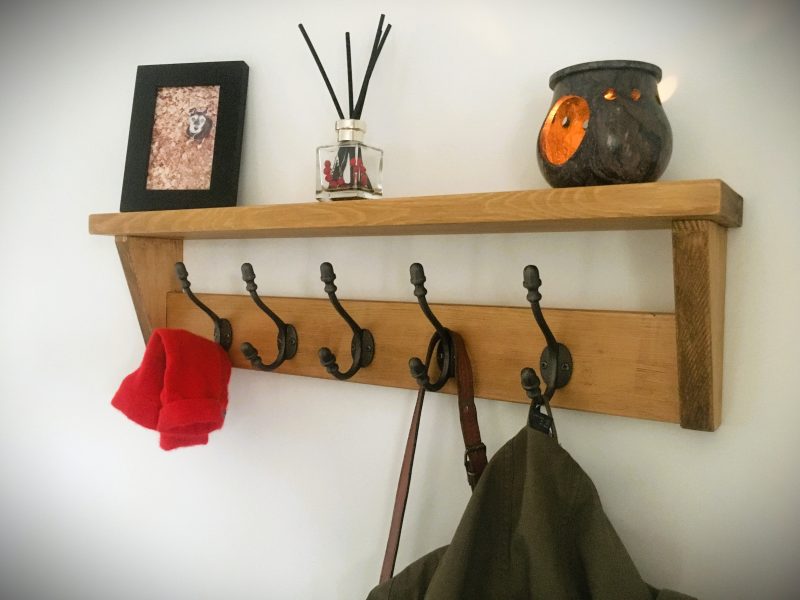 Rustic farmhouse style coat rack with shelf