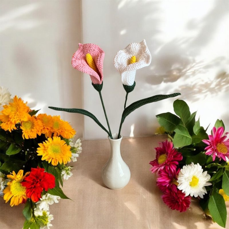 Handmade Crochet Calla Lily Flower, Approx. 35cm Tall, Various Colours