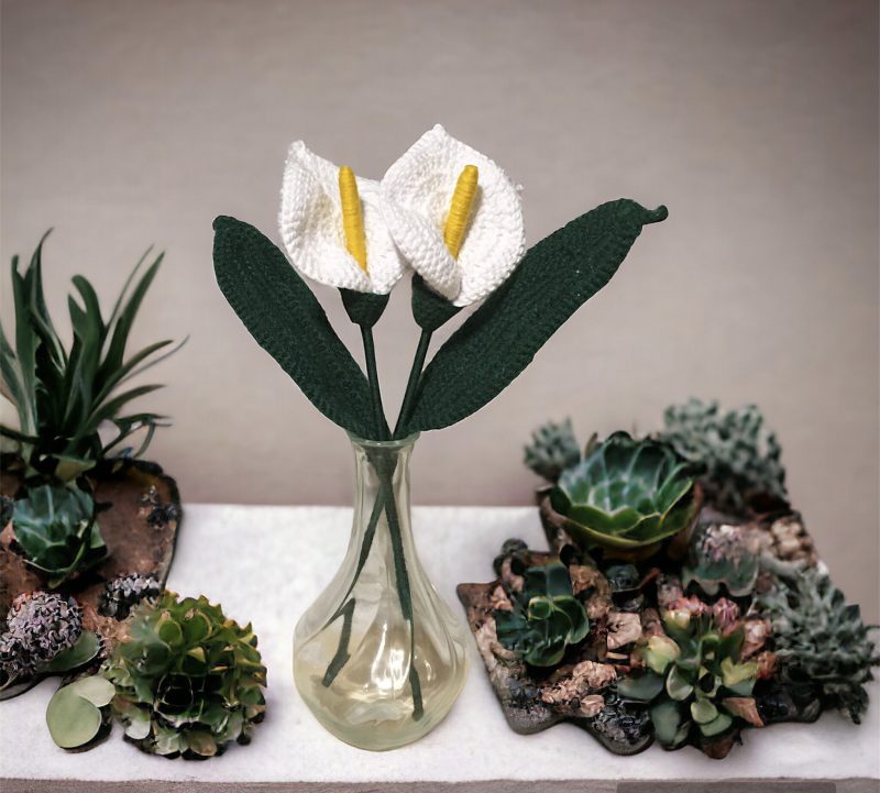 Handmade Crochet Calla Lily Flower, Approx. 35cm Tall, Various Colours