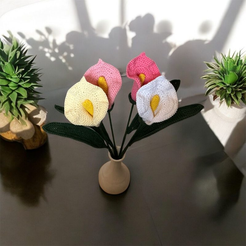 Handmade Crochet Calla Lily Flower, Approx. 35cm Tall, Various Colours