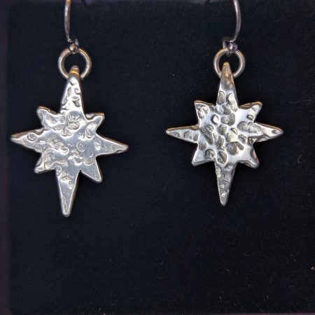 Silver Star Jewellery Set with Hammered Texture, Lightweight & Minimalist