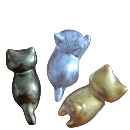 handcrafted metallic resin cat trio ( 3 piece set)