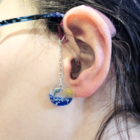 Dolphin Hearing Aid Charm – Handmade Resin Cochlear Implant Ocean Animal Accessory – Unique and Lightweight