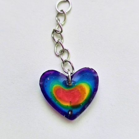 Rainbow Heart Hearing Aid Charm – Handmade Resin Cochlear Implant Accessory – Unique and Lightweight