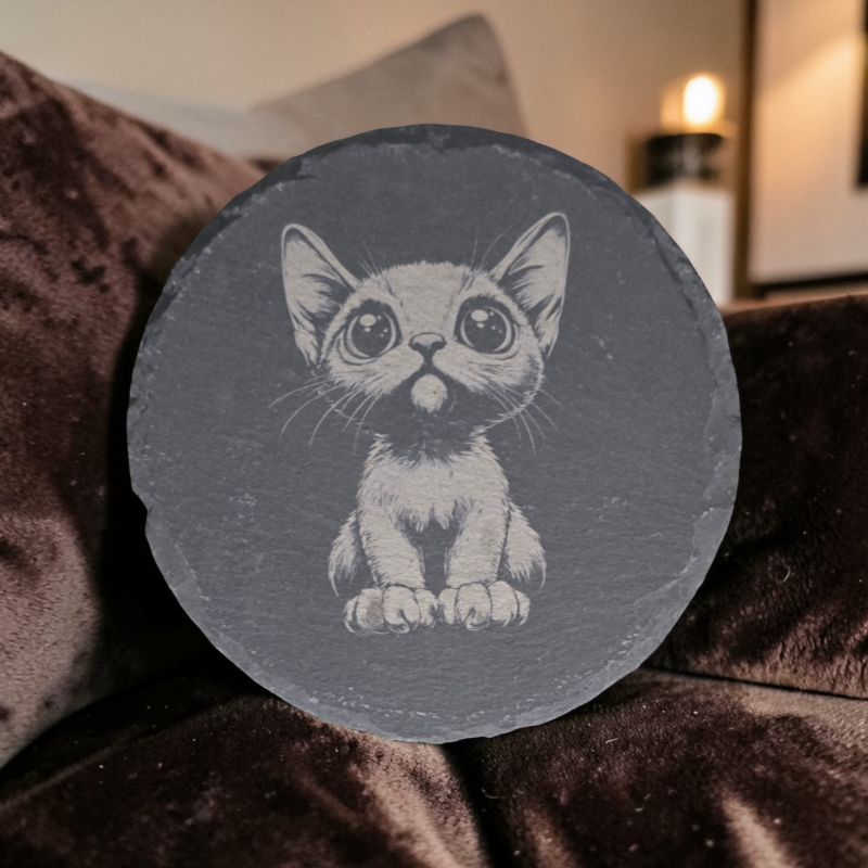 Cute cat round coaster