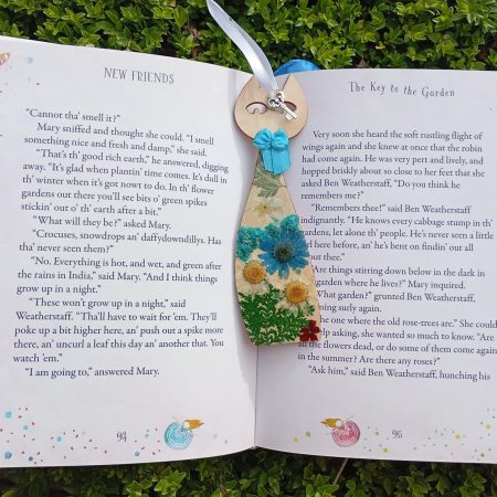 Handmade Natural Wood & Real Floral Bookmark