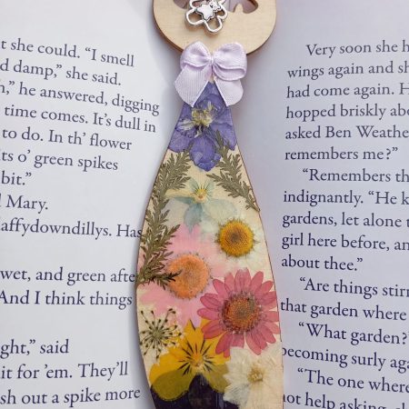 Handmade Natural Wood & Real Floral Bookmark