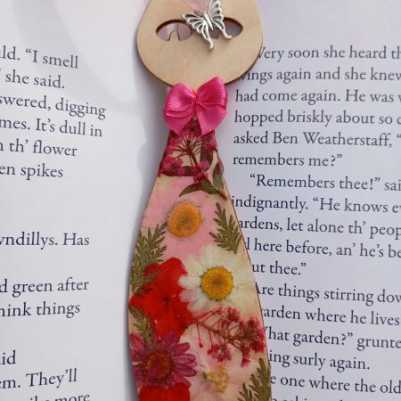Handmade Natural Wood & Real Floral Bookmark