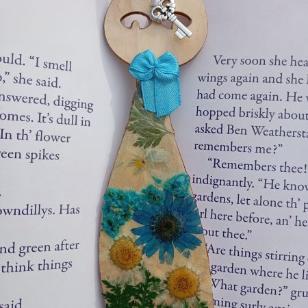 Handmade Natural Wood & Real Floral Bookmark