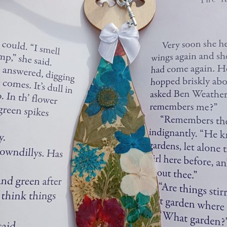 Handmade Natural Wood & Real Floral Bookmark