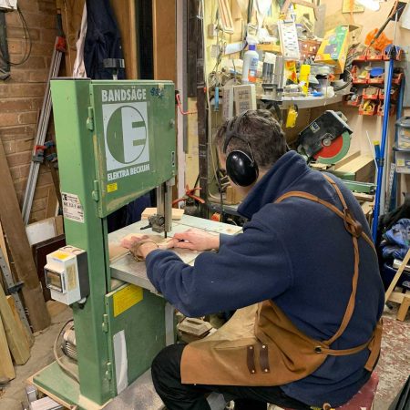 Handmade Spring Cottage green wooden ornament - Deluxe edition with working lamp