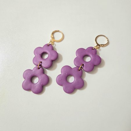 Polymer Clay Earrings Lavender Bloom
