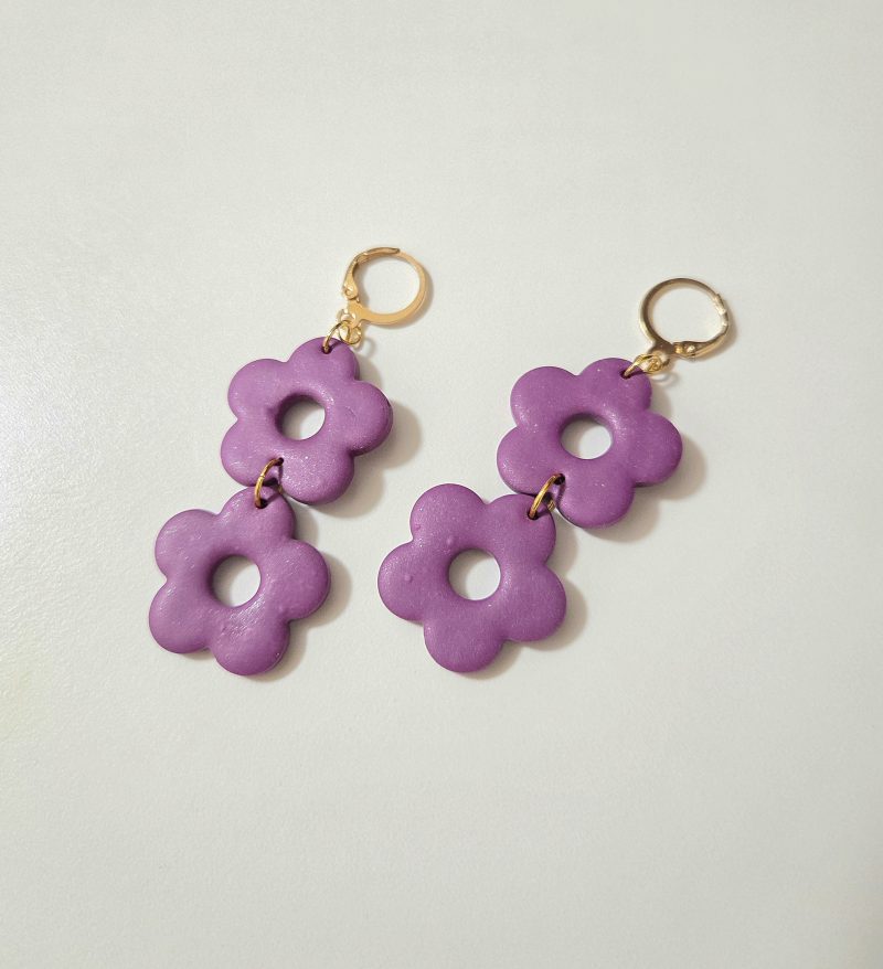 Polymer Clay Earrings Lavender Bloom