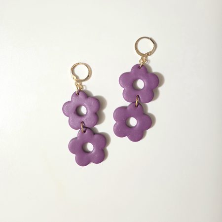 Polymer Clay Earrings Lavender Bloom