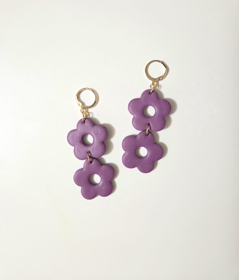 Polymer Clay Earrings Lavender Bloom