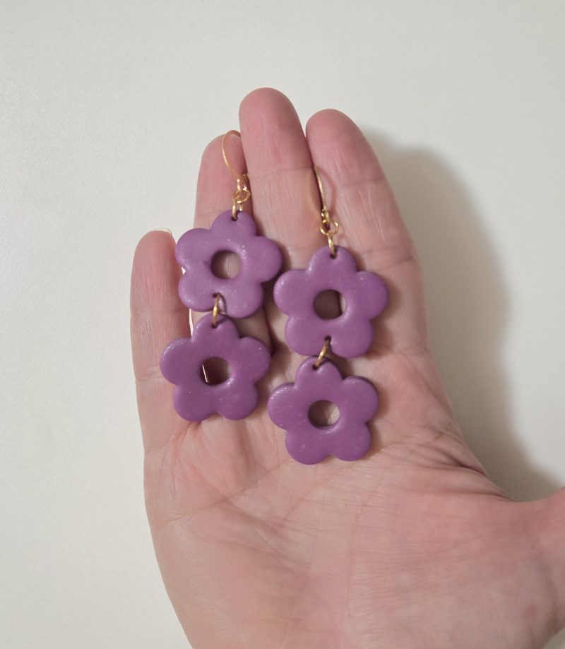 Polymer Clay Earrings Lavender Bloom