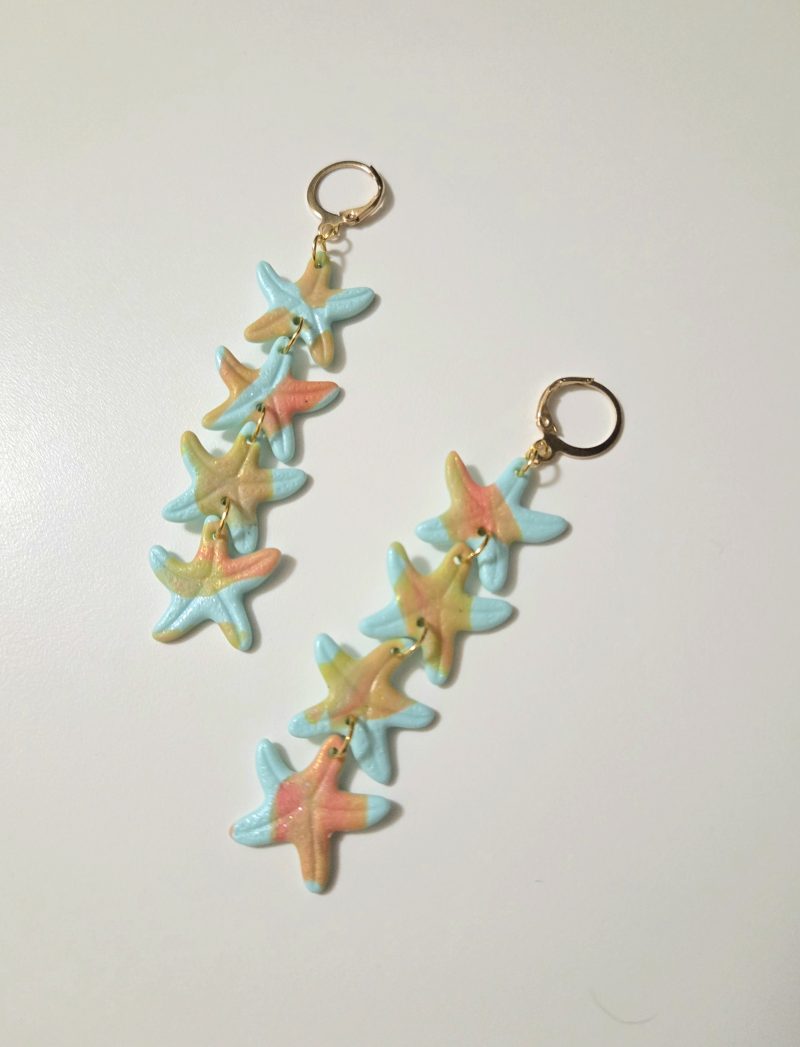 Polymer Clay Earrings Pastel Starfish